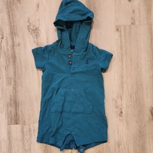 Carter's Teal Hooded Romper Size 6 Months Like New